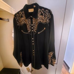 Scully men's western embroidered long sleeve shirt
